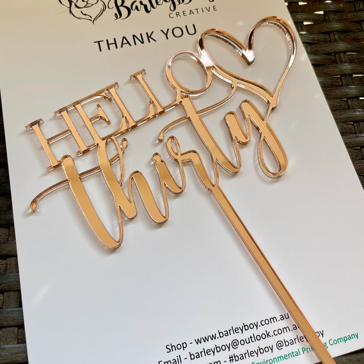 Hello thirty cake topper – Barleyboy Creative
