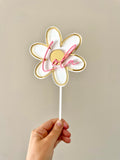 Flower Cake topper with name (3 colour)