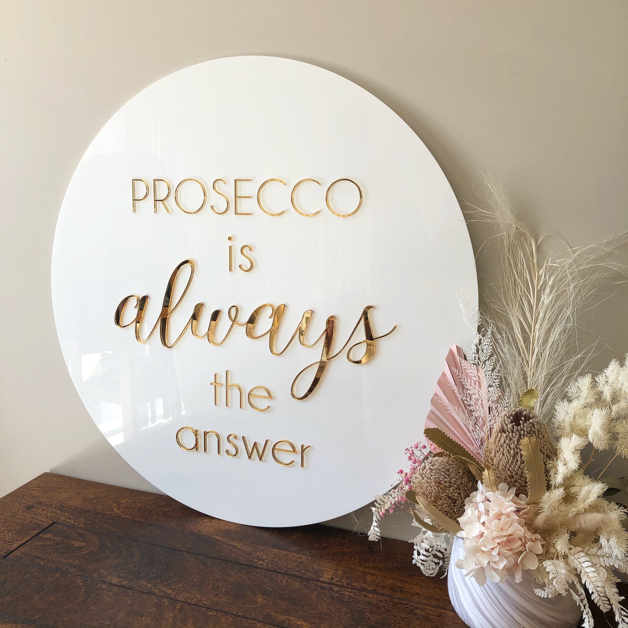 Acrylic circle sign + Acrylic text – Barleyboy Creative