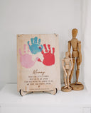 Handprint plaque hanging or standing (custom name)