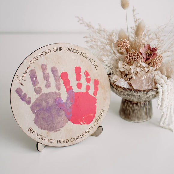 Handprint plaque on stand (custom name)