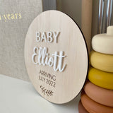 Pregnancy Announcement Plaque (Pine + acrylic)