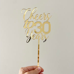 Cheers to 30 (or custom) years Cake Topper