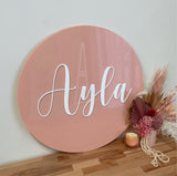 Peach Acrylic circle sign